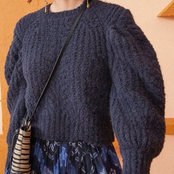 Ulla Johnson Heather Alpaca Blend Pull Over Sweater in Midnight Size M - Picture 2 of 14